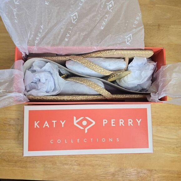 Katy Perry The Camie Shell Sandal Natural Woven Size 8 - Picture 10 of 13